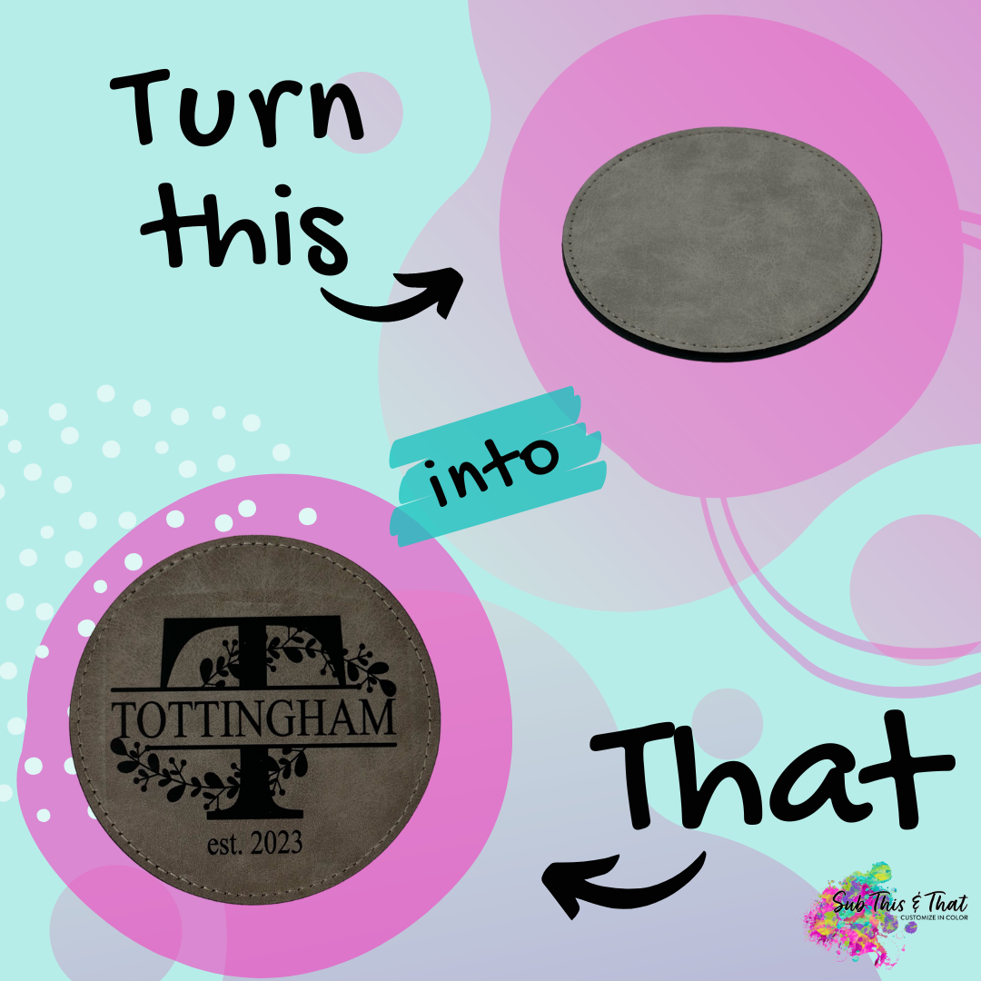Sublimation Coaster- Faux Leather - Circle