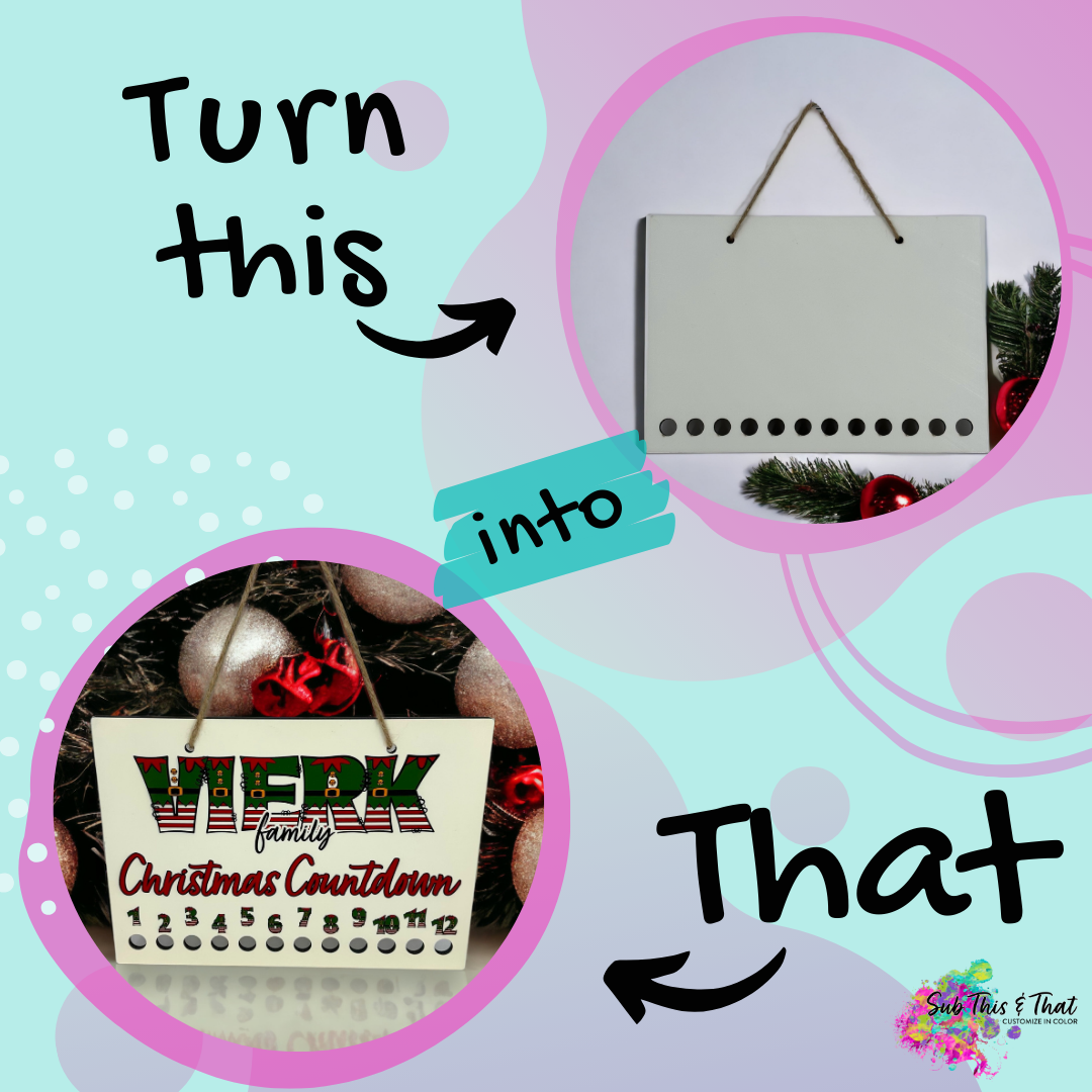 Sublimation MDF Candy Cane 12 Day Count Down Calendar