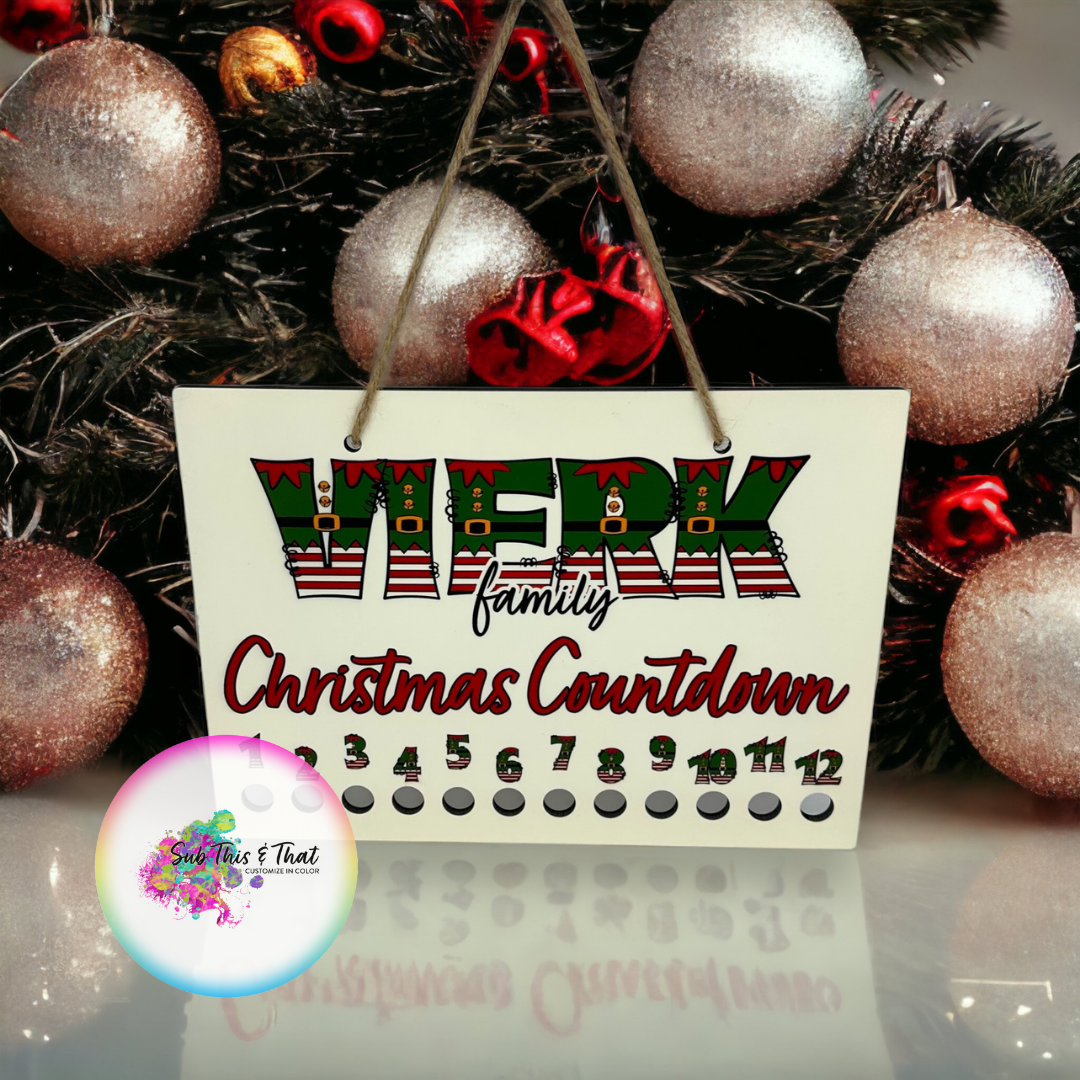 Sublimation MDF Candy Cane 12 Day Count Down Calendar