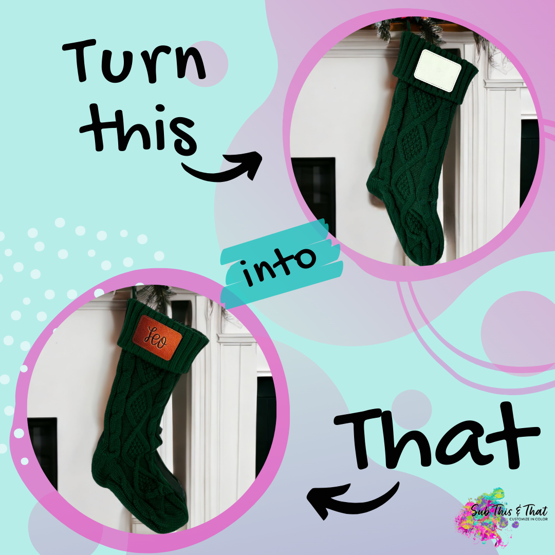 Sublimation PU Leather Patch With Knit Stocking