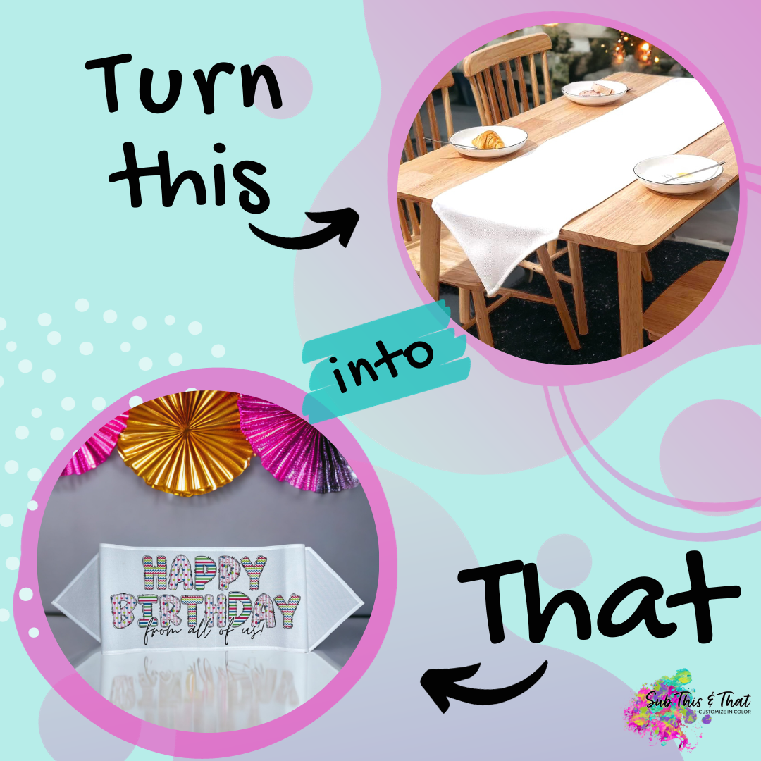 Sublimation White 70 x 13 inch Table Runner