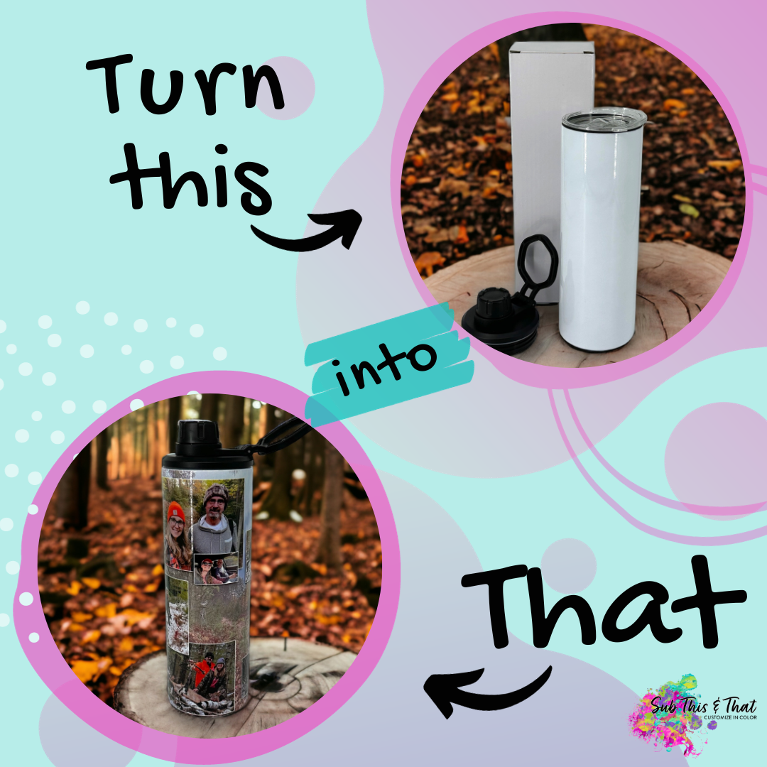 Sublimation 20oz Water bottle with 2 Lids