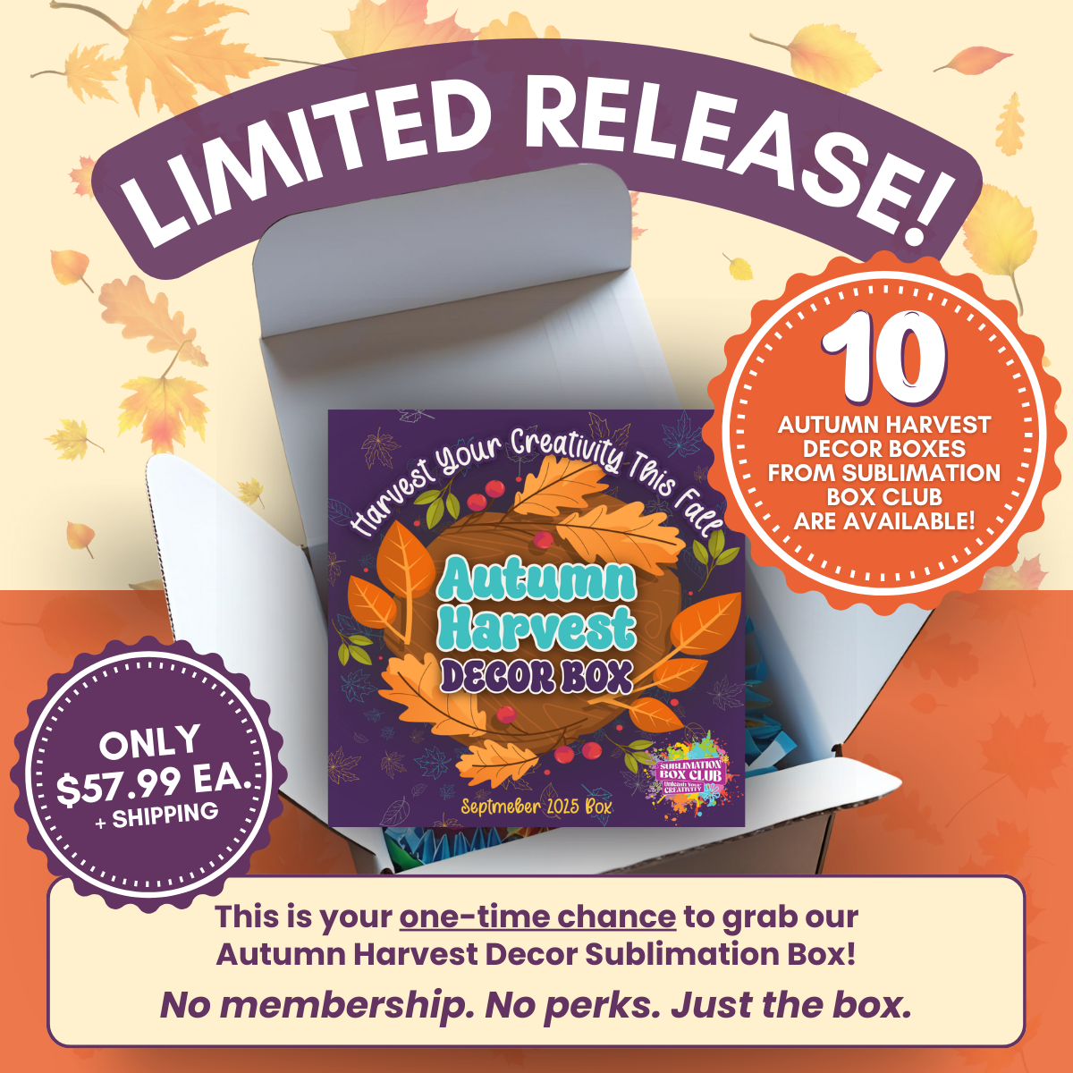 Autumn Harvest Decor Sublimation Box – One-Time Purchase