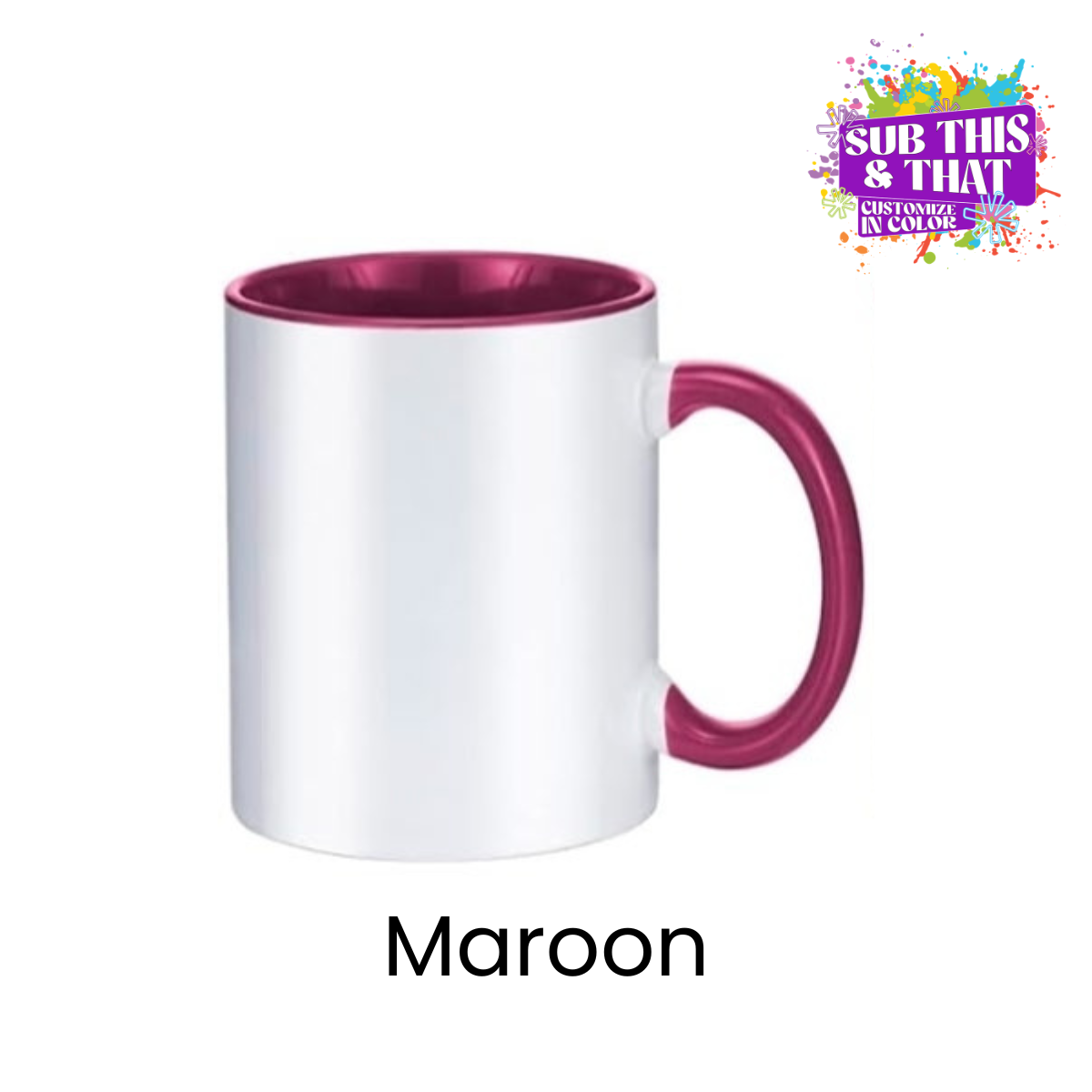 11oz Sublimation Ceramic Mug with Colored Rim & Handle