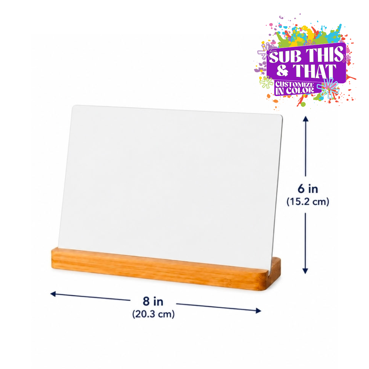 Sublimation Metal Desk Frame & Sign with Bamboo Base