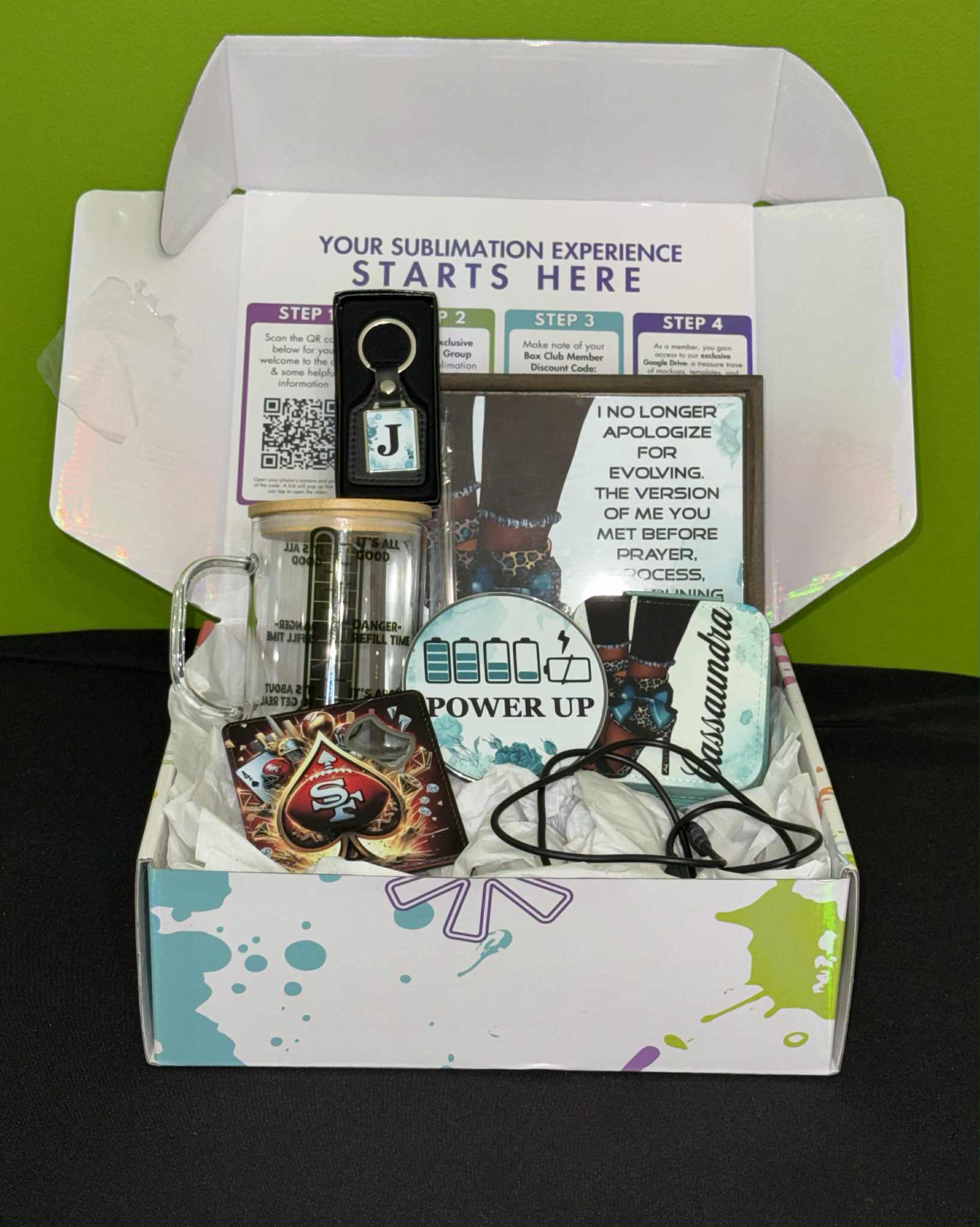 Leather Square Keychain with Sublimation Metal Insert + Gift Box