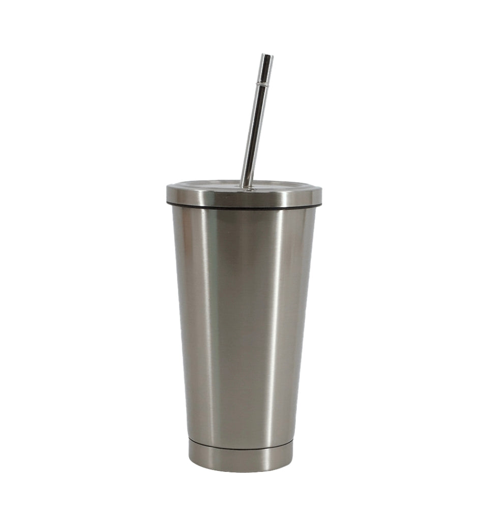 15oz Pastel Stainless Steel Sublimation Tumbler with Metal Straw