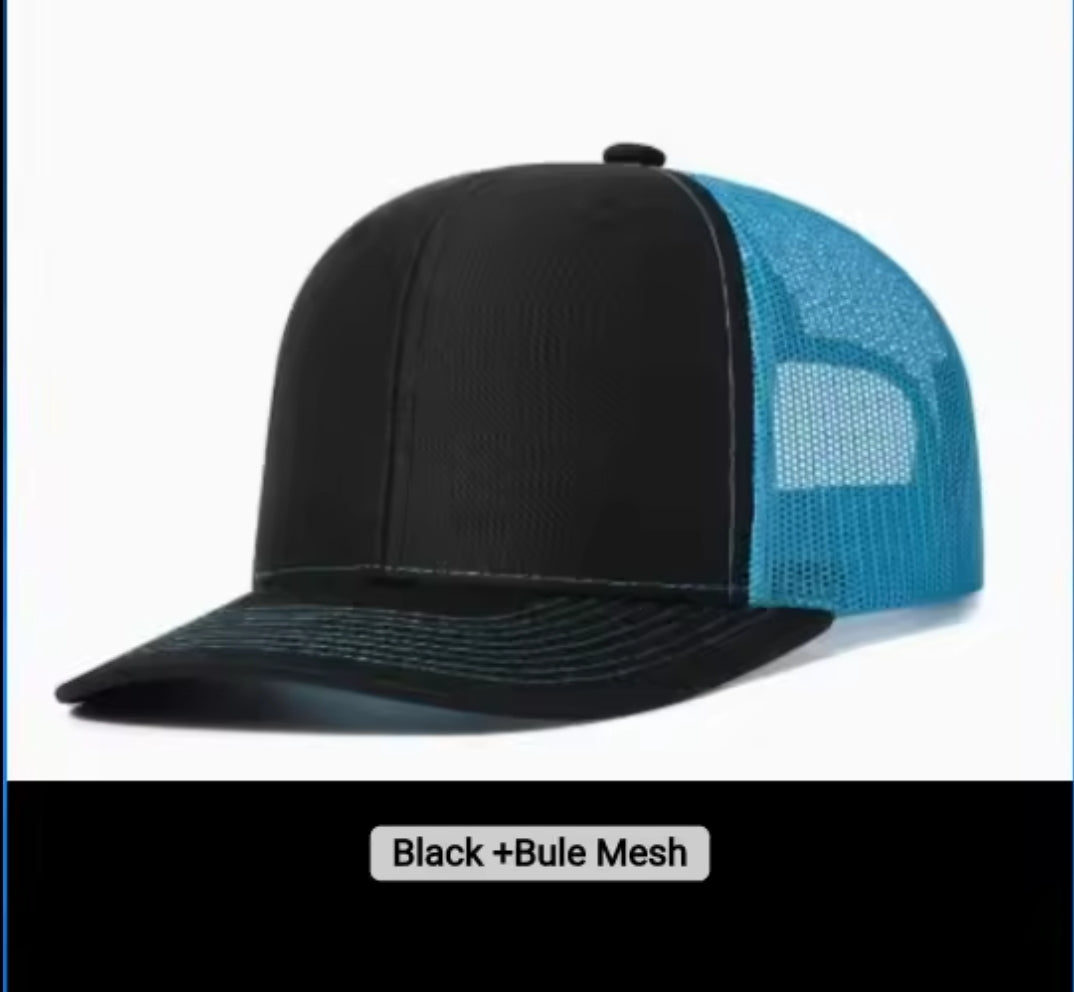 Sublimation Richardson 112 Trucker Hat – Snapback Adjustable Cap With PU Leather Random Shape Patch (6 Color Options)