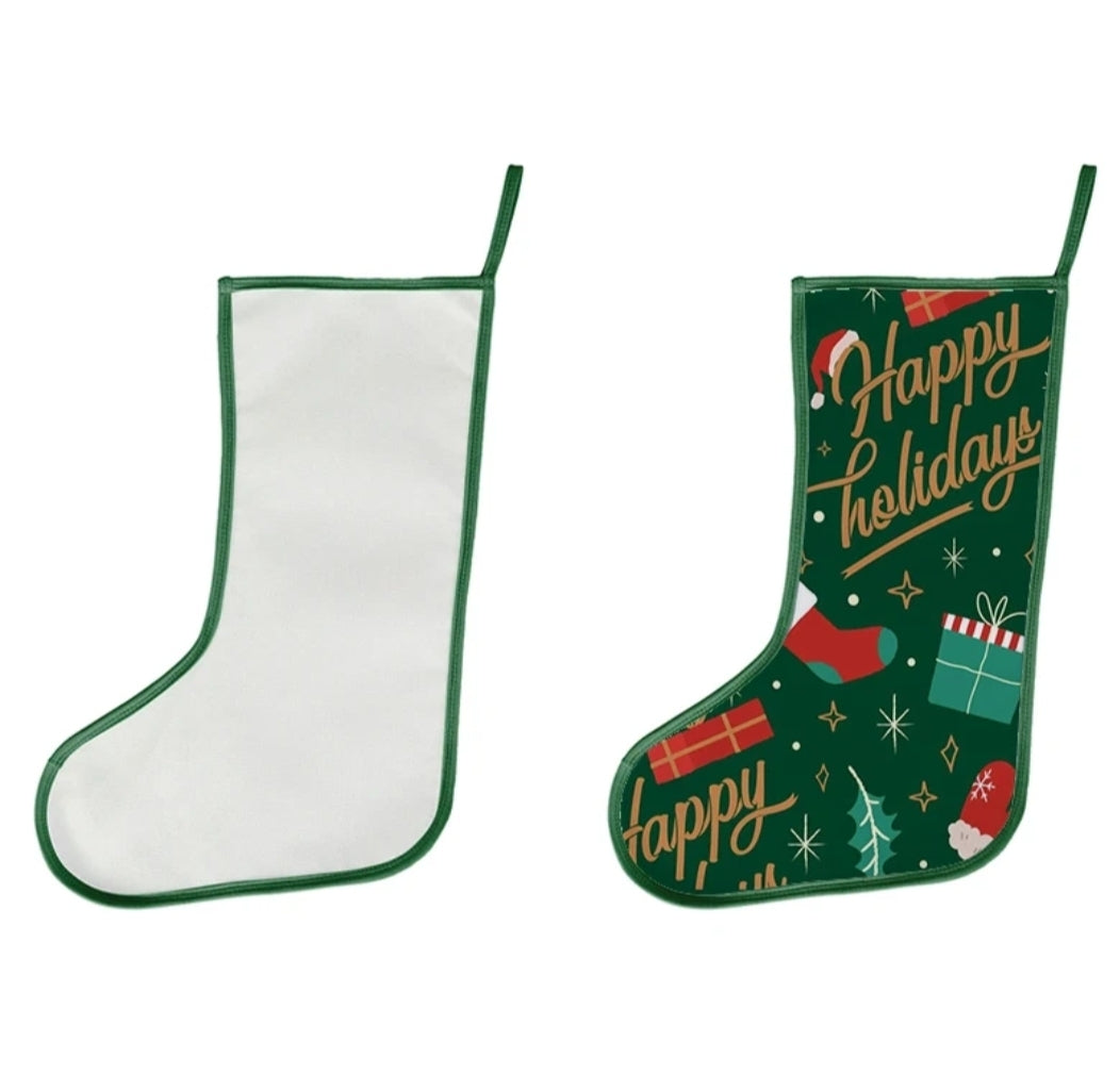 Polyester Christmas Stocking with Colored Trim – Sublimation-Ready Personalized Holiday Stocking