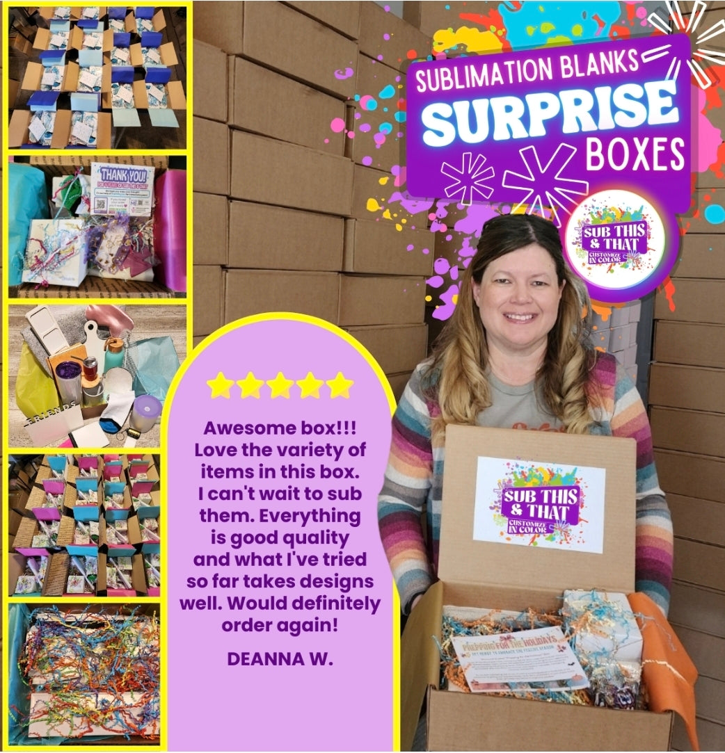 Sublimation Starter Blanks Box – Mystery Craft Box for Beginners & Small Businesses