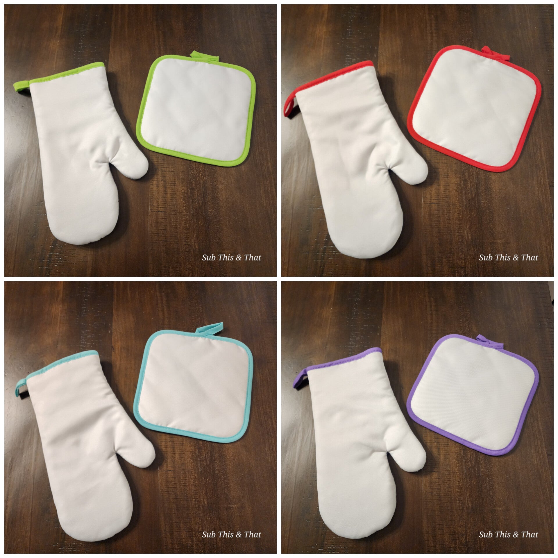 Sublimation White Pot Holder & Glove Set