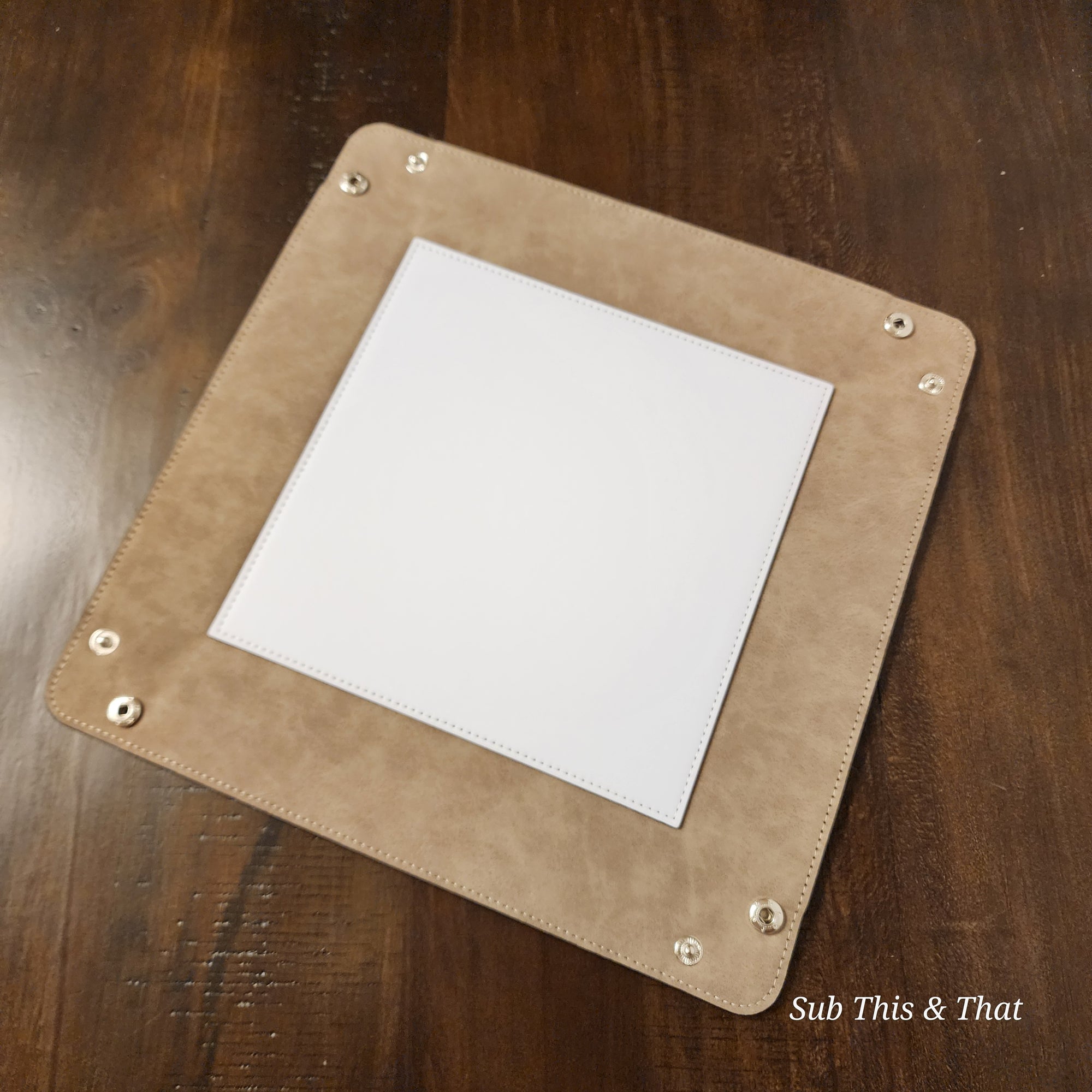 Large Sublimation Snap Catch All Tray - Faux Leather 11.5 x 11.5"