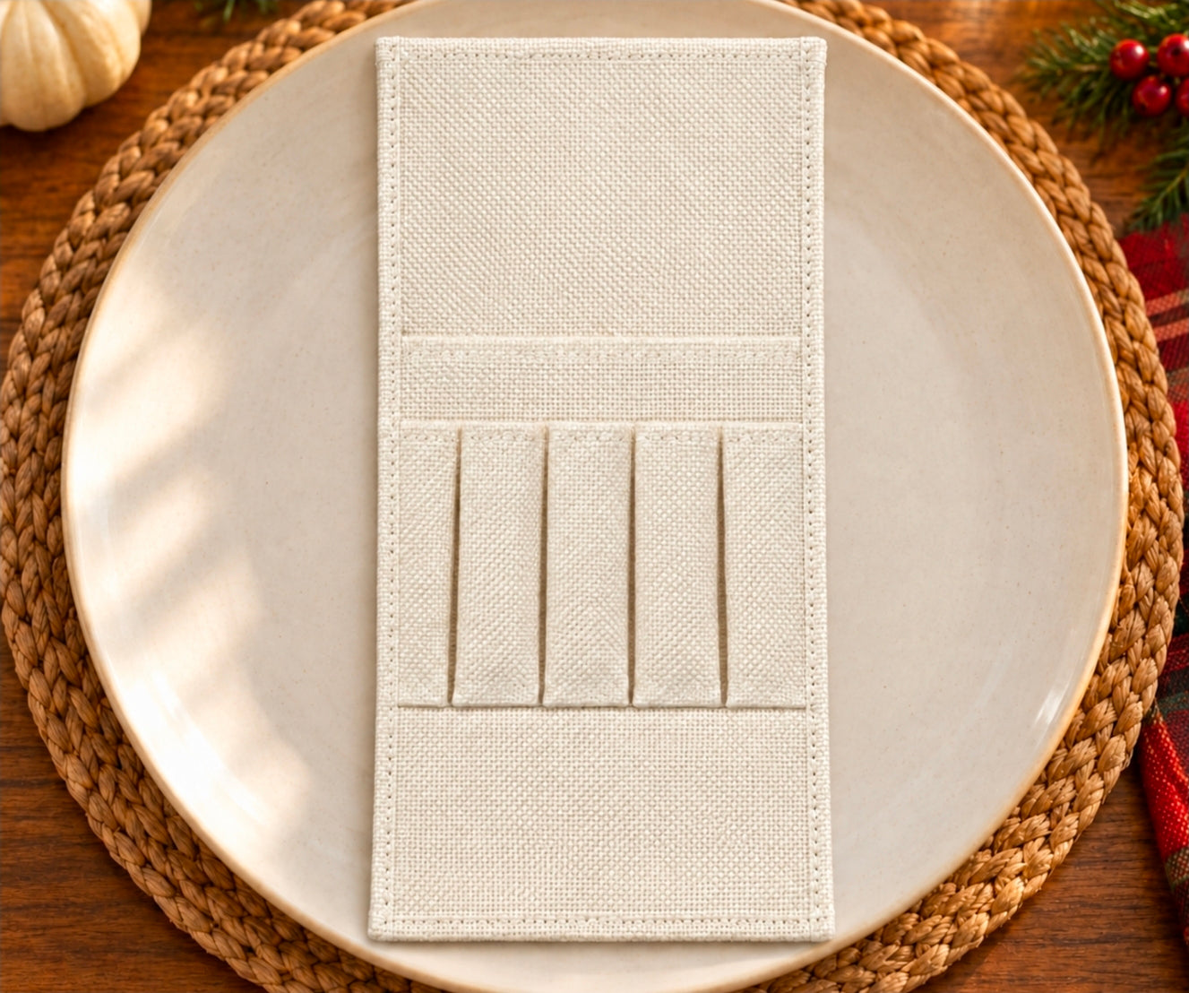 8.5 x 4 Inch Sublimation Polyester Cutlery Holder with Ruffles | Utensil Silverware Holder Blank | Table Setting Sublimation Blank
