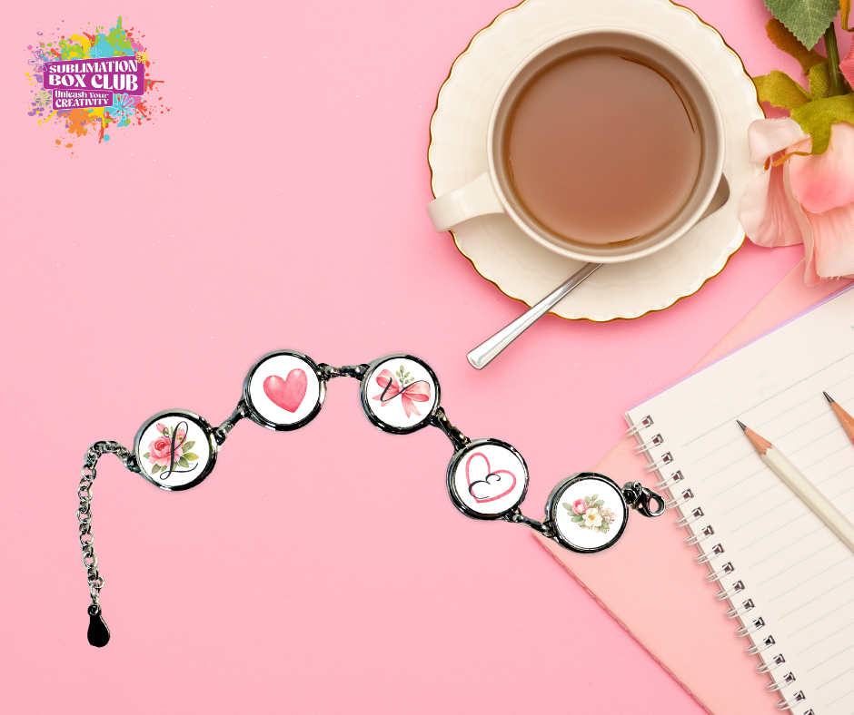 Sublimation Silver Charm Bracelet | 5-Charm Custom Jewelry