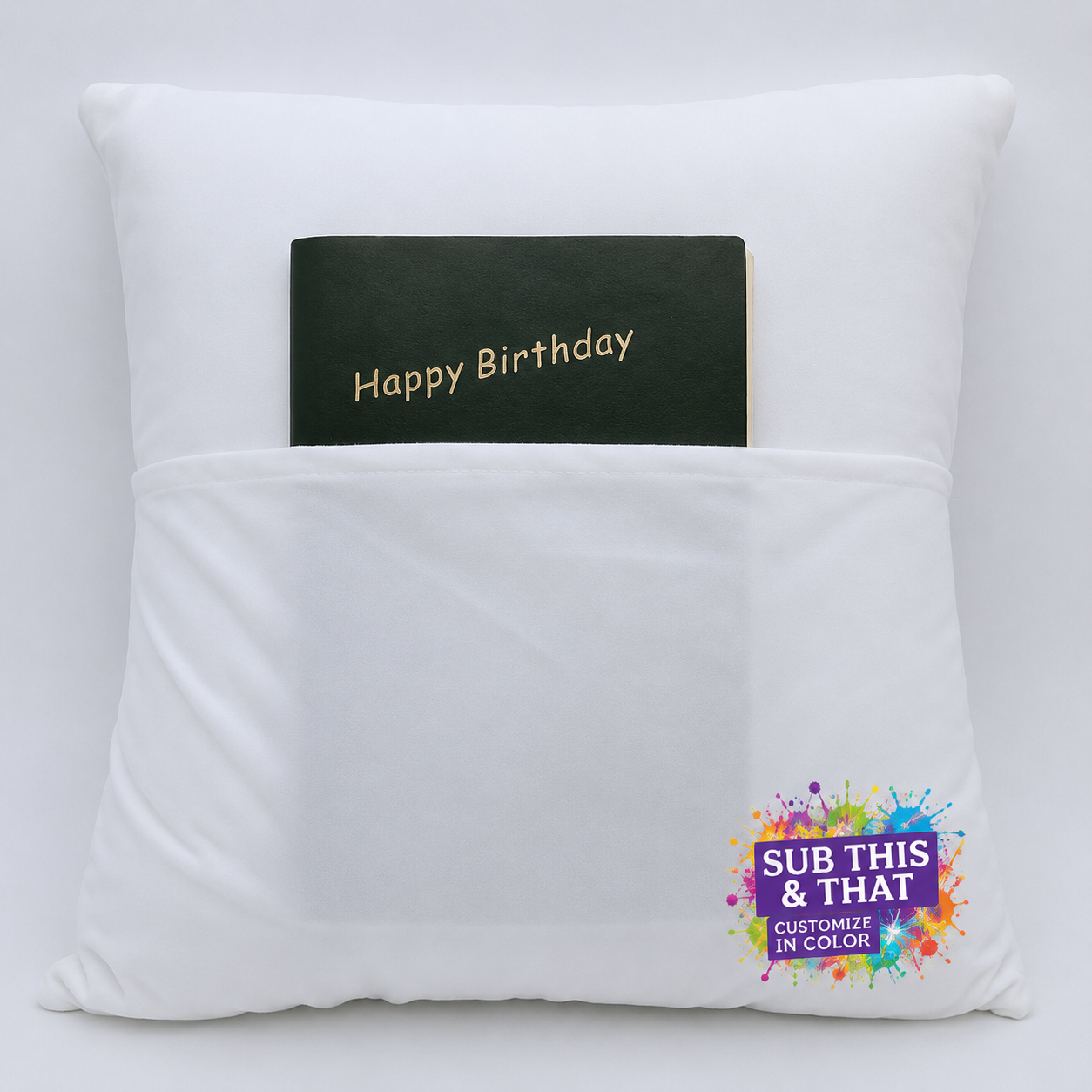 White Plush Velvet Sublimation Pillow Cover with Pocket