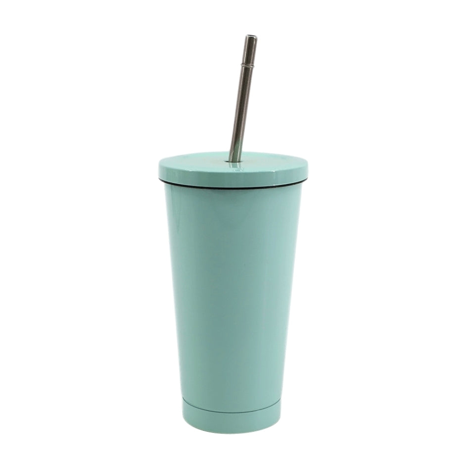 15oz Pastel Stainless Steel Sublimation Tumbler with Metal Straw