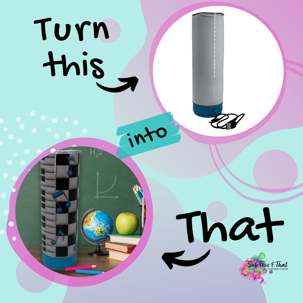 20oz Sublimation Bluetooth Speaker Tumbler | 5 Colors Available