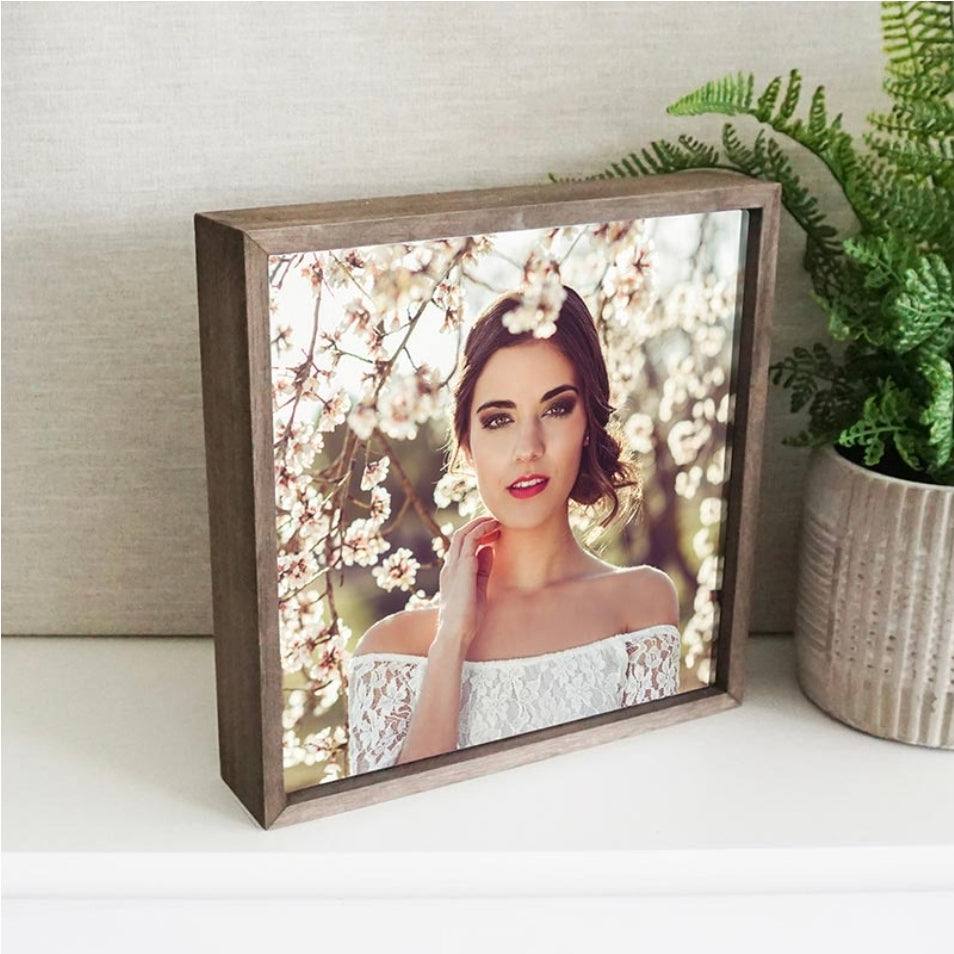 7.8&quot; Wood Photo Block Frame – Sublimation Photo Frame with Metal Insert