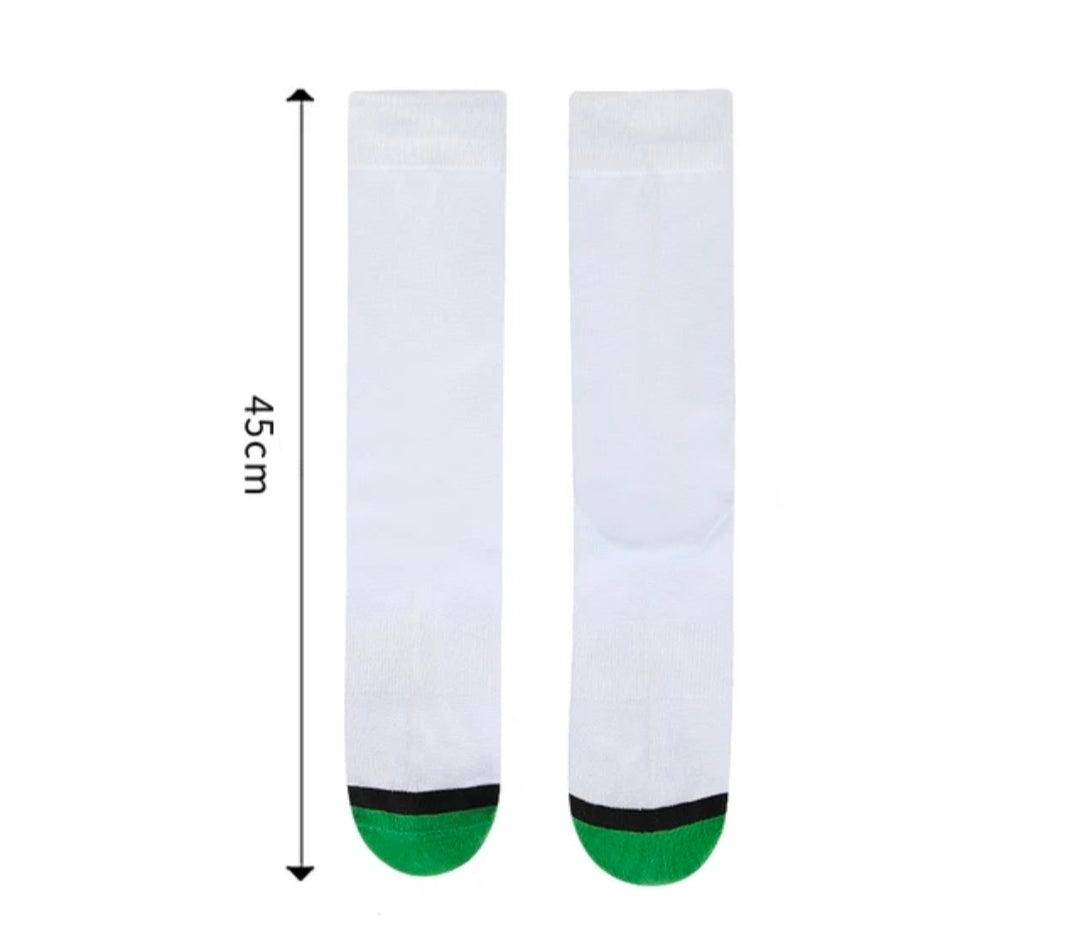 Sublimation Polyester 17.7"  Toe Socks – White with Colored Toe