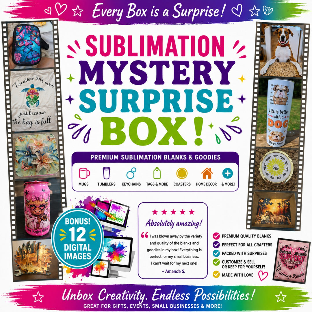 Sublimation Starter Blanks Box – Mystery Craft Box for Beginners & Small Businesses