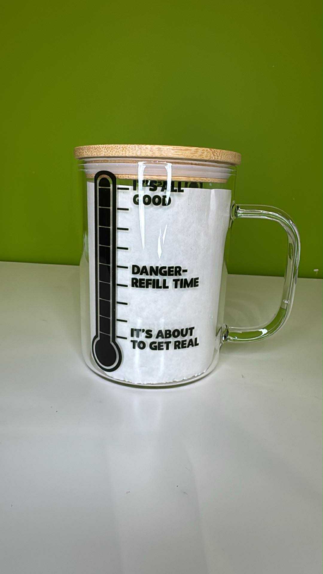 15oz Clear Sublimation Glass Mug with Bamboo Lid