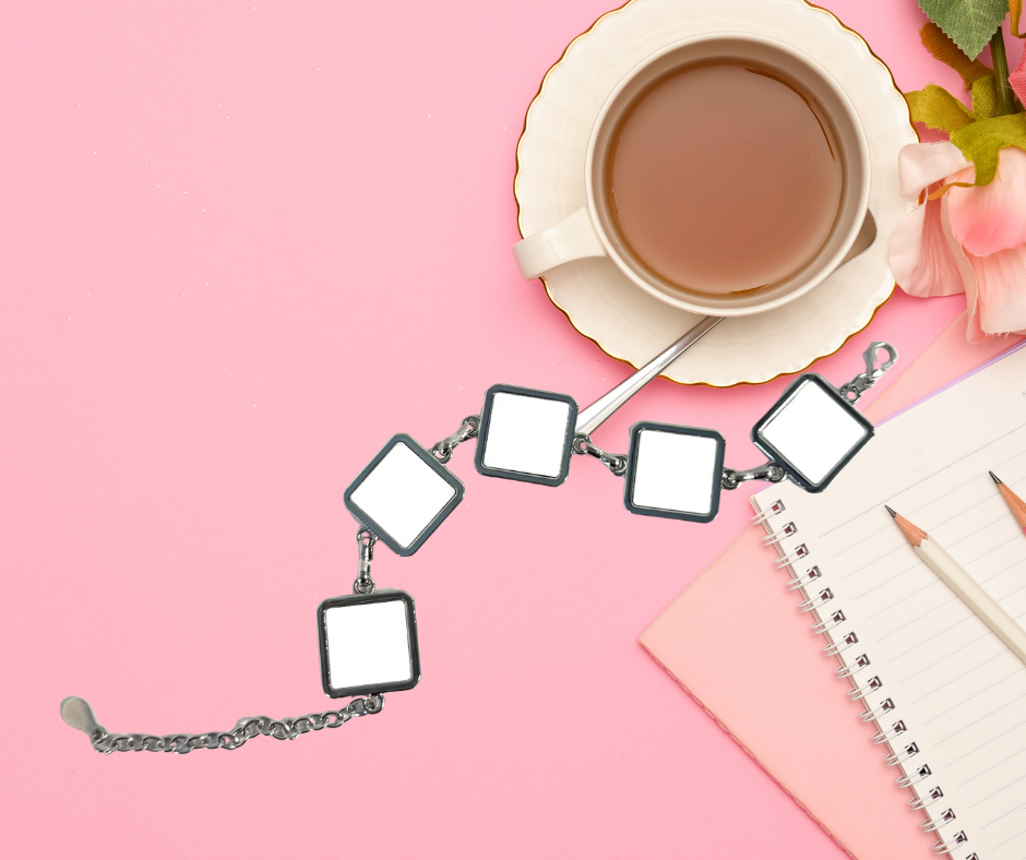 Sublimation Silver Charm Bracelet | 5-Charm Custom Jewelry