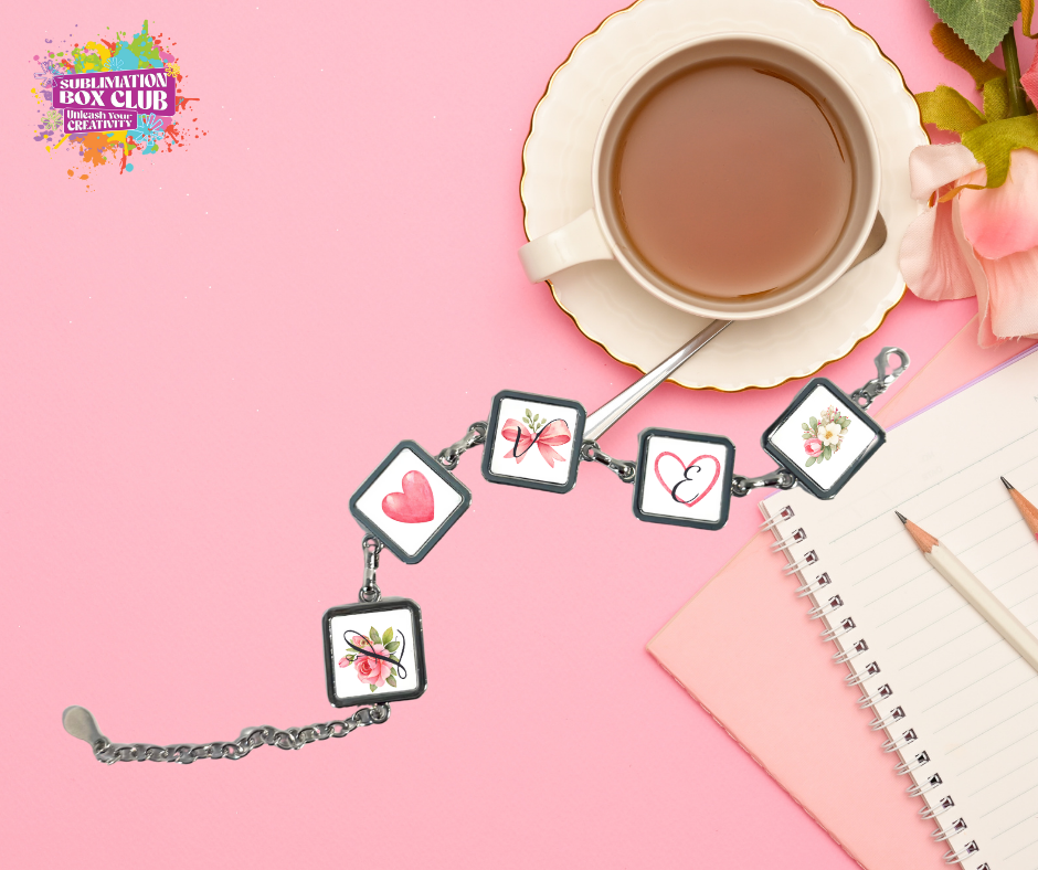 Sublimation Silver Charm Bracelet | 5-Charm Custom Jewelry