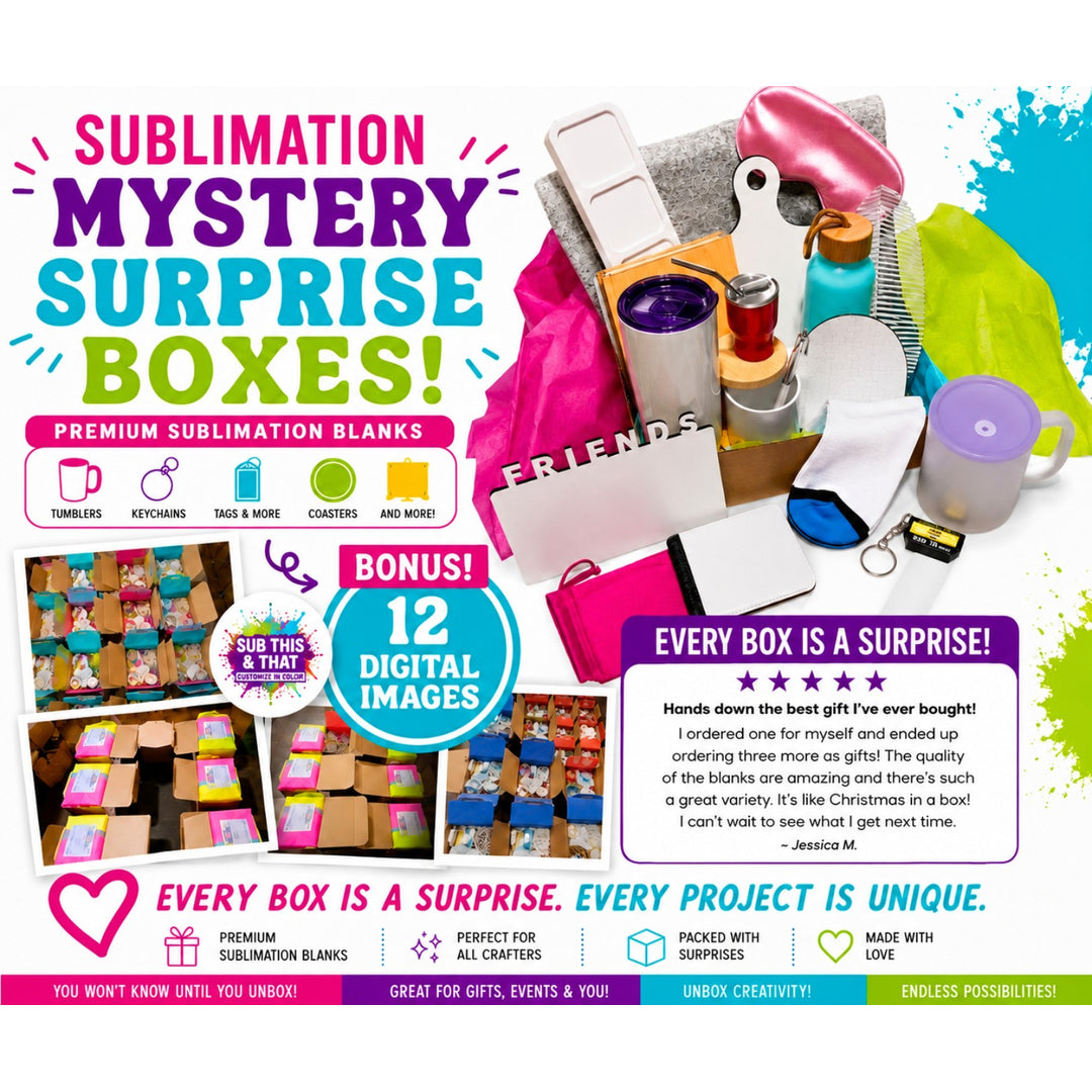 Sublimation Starter Blanks Box – Mystery Craft Box for Beginners & Small Businesses