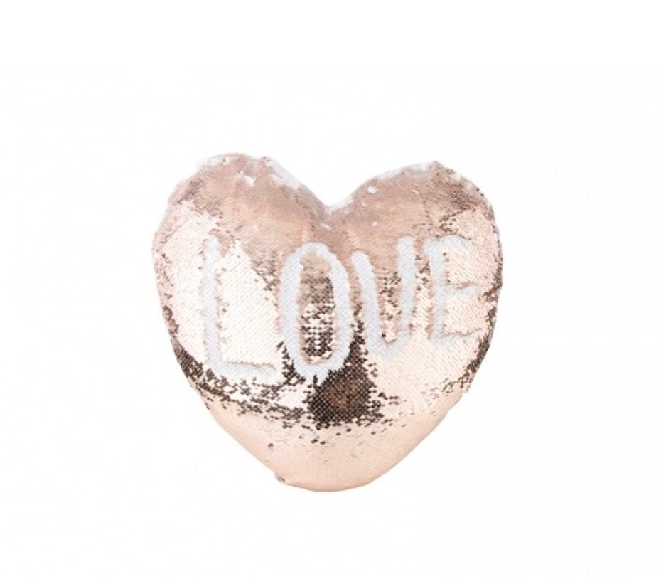 Sublimation Sequin Heart Satin Pillow Cover 15 x 17 Inches