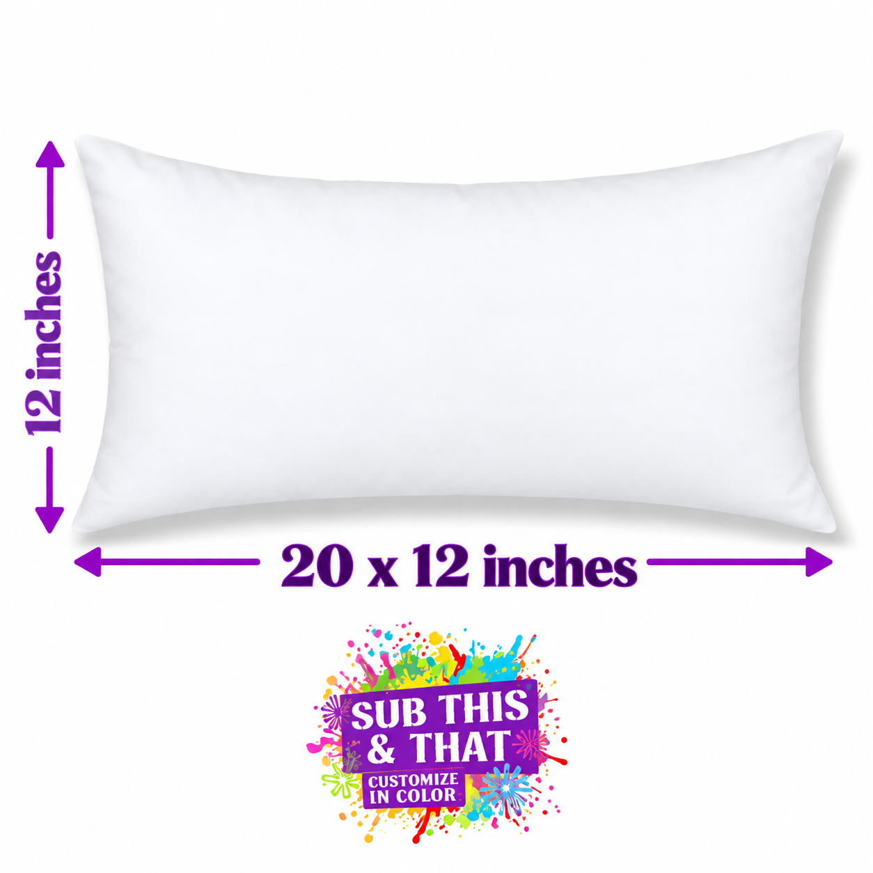 Sublimation Satin Lumbar Pillow Cover - 12 x 20" (Cover Only, Insert Not Included)
