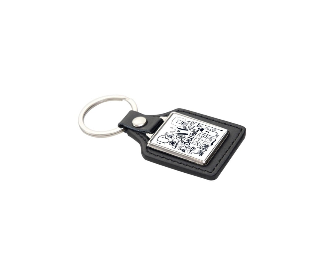 Leather Square Keychain with Sublimation Metal Insert + Gift Box