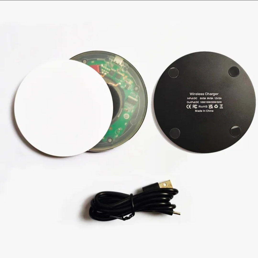 Wireless Round Mobile Phone Sublimation Charger – 6.1&quot; Sublimation Blank with PET Film