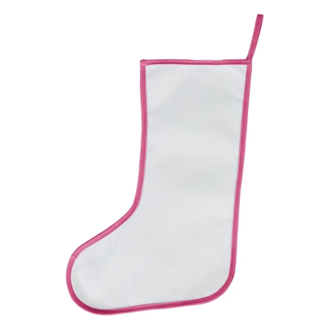 Polyester Christmas Stocking with Colored Trim – Sublimation-Ready Personalized Holiday Stocking