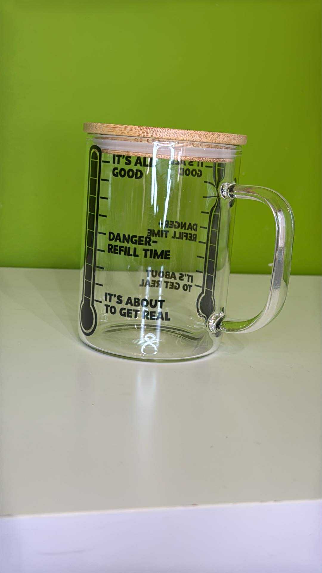 15oz Clear Sublimation Glass Mug with Bamboo Lid