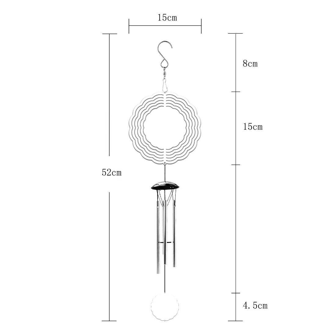8&quot; Sublimation Rotating Double-Sided Metal Wind Chime