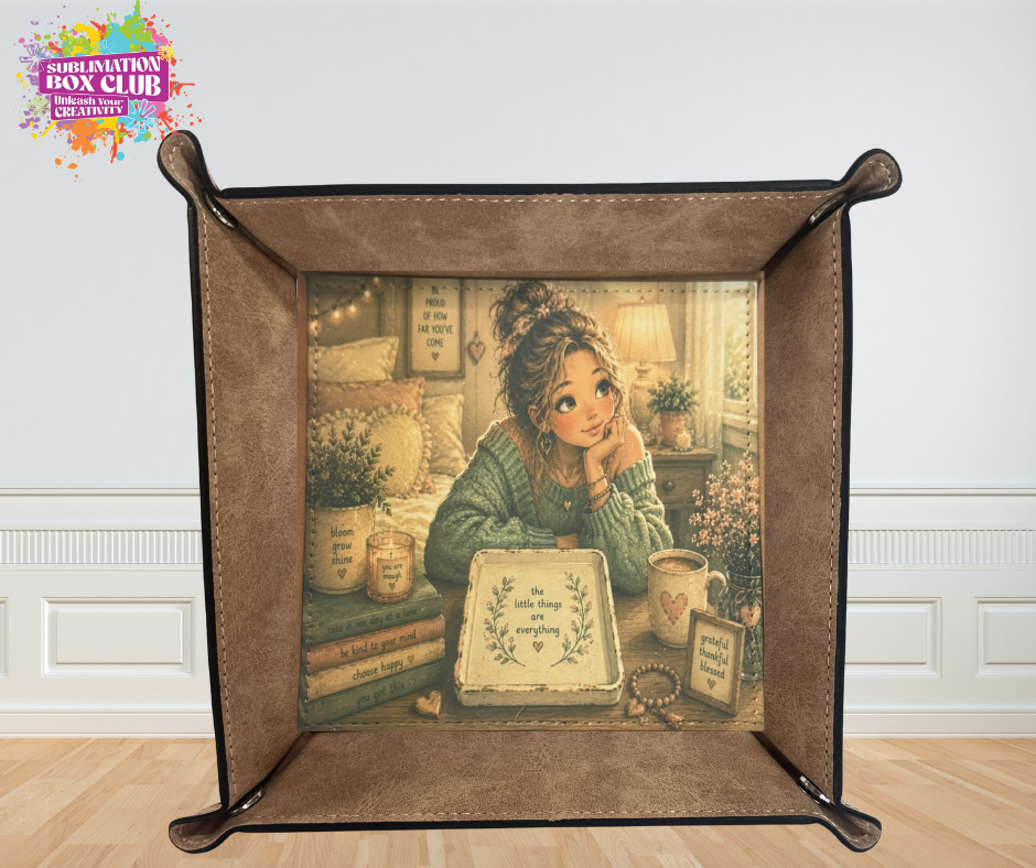 Sublimation Small Snap Catch All Tray - Faux Leather