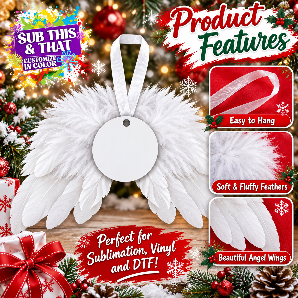 Christmas Angel Wings Ornament