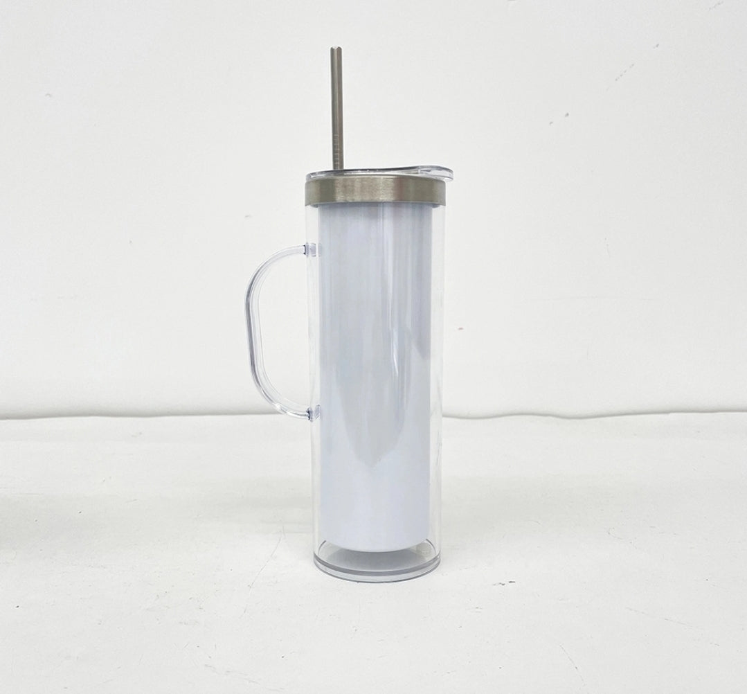 Sublimation 20oz Snow Globe Tumbler with Handle – Double Wall Glitter Cup for DIY Printing