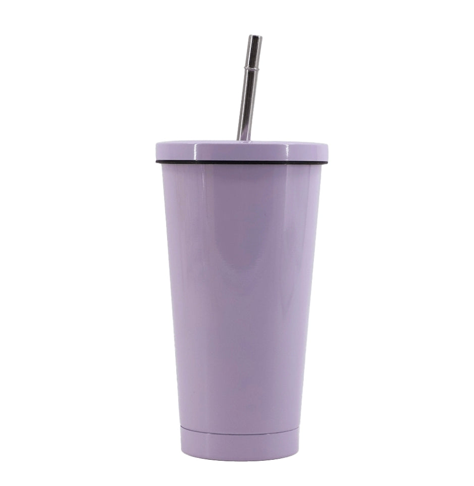 15oz Pastel Stainless Steel Sublimation Tumbler with Metal Straw