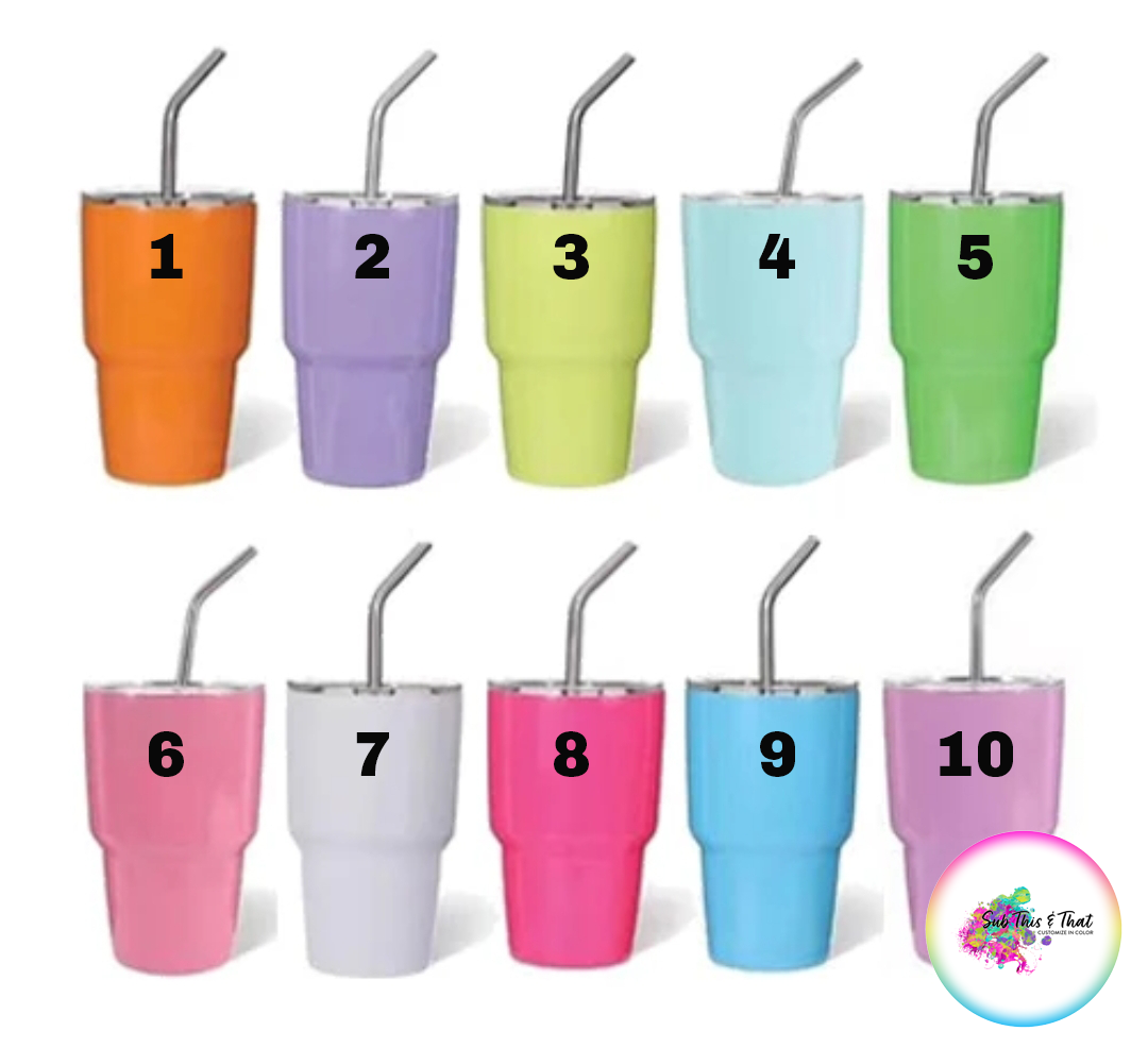 Sublimation Mini &quot;Shot Glass&quot; With Lid and Metal Straw