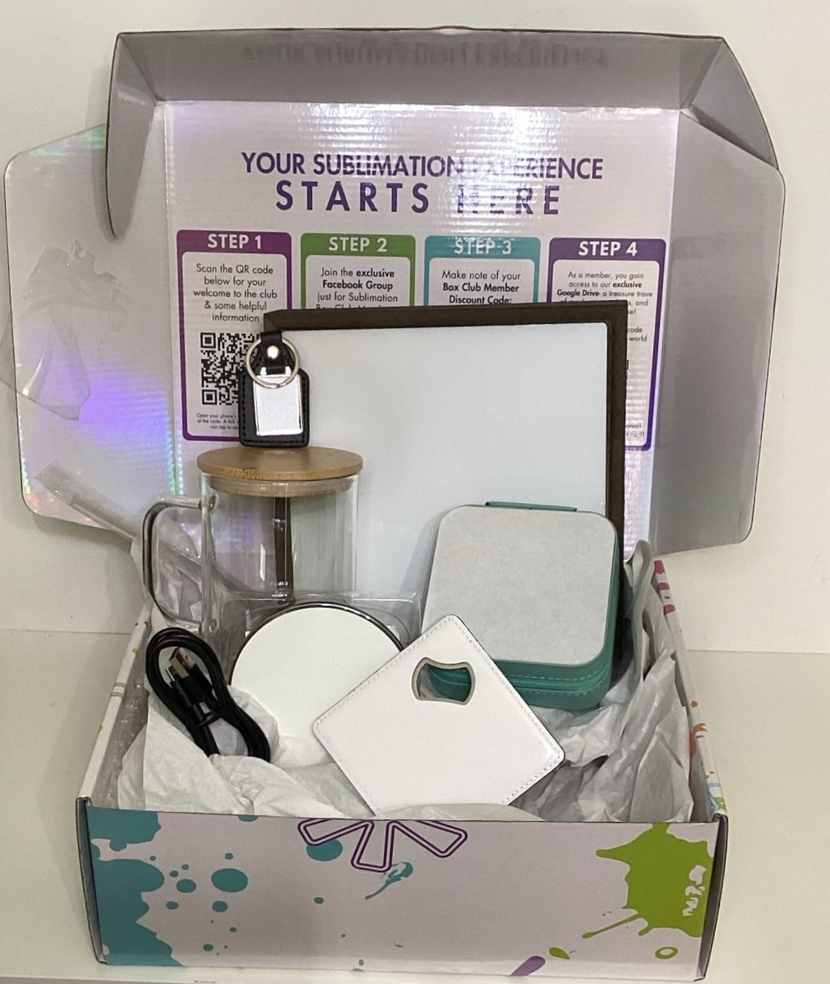 Leather Square Keychain with Sublimation Metal Insert + Gift Box