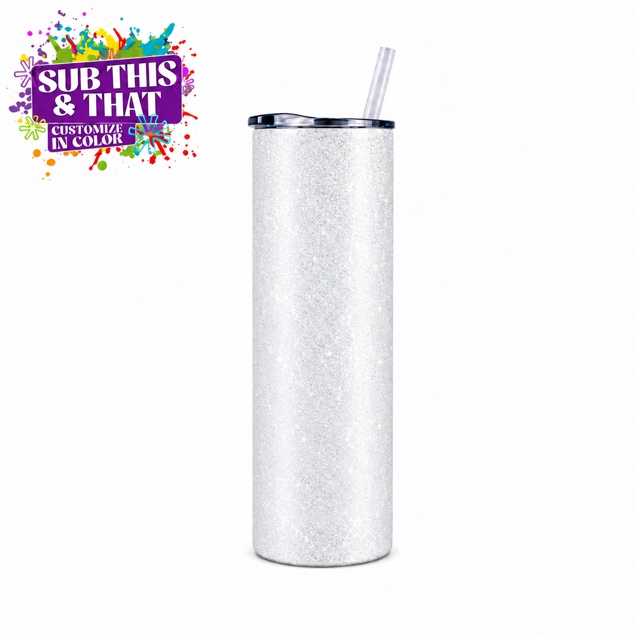 20oz Glitter Skinny Sublimation Tumbler