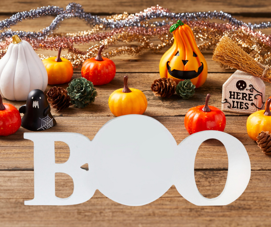 Sublimation White Wood “Boo” Sign with Metal Insert – 11.72&quot; x 4.72&quot;