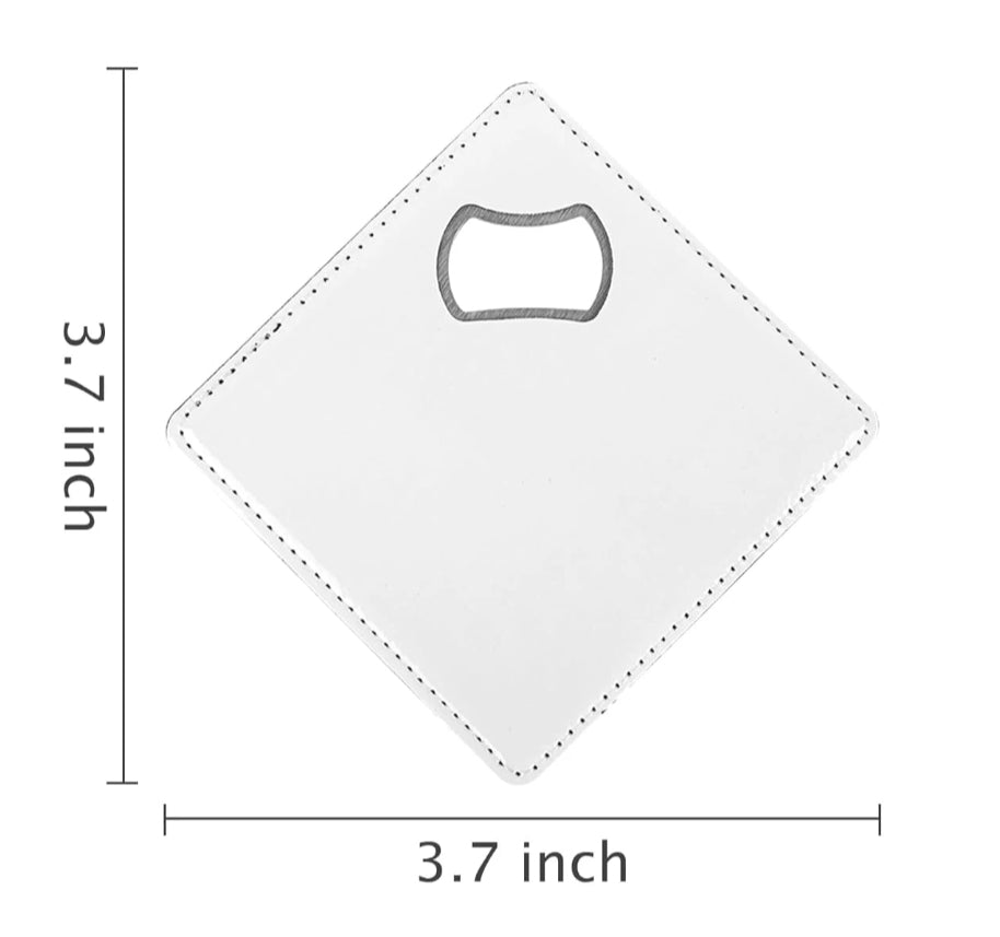 PU Leather Sublimation Bottle Opener Coaster With Gift Bag