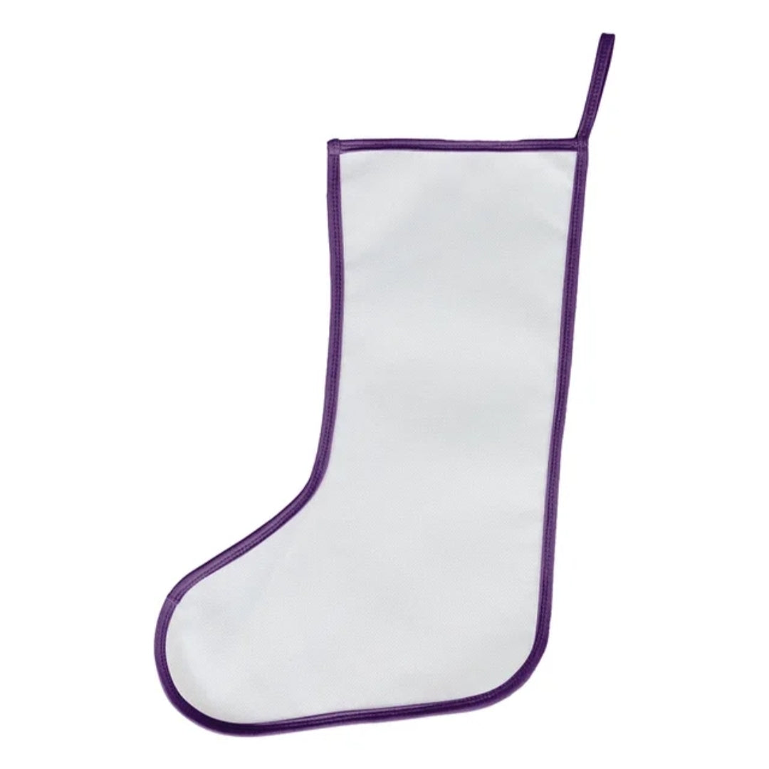 Polyester Christmas Stocking with Colored Trim – Sublimation-Ready Personalized Holiday Stocking