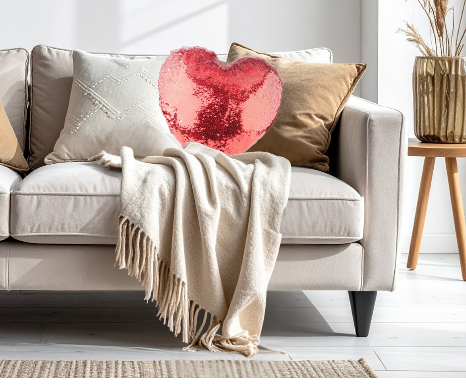 Sublimation Sequin Heart Satin Pillow Cover 15 x 17 Inches