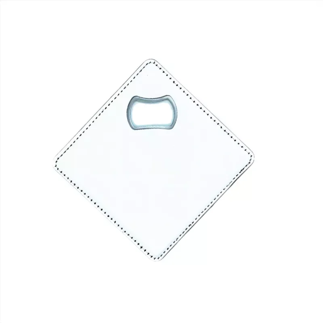 PU Leather Sublimation Bottle Opener Coaster With Gift Bag