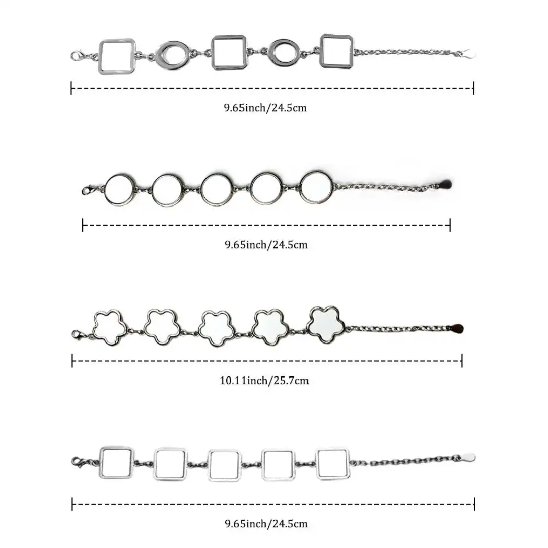 Sublimation Silver Charm Bracelet | 5-Charm Custom Jewelry