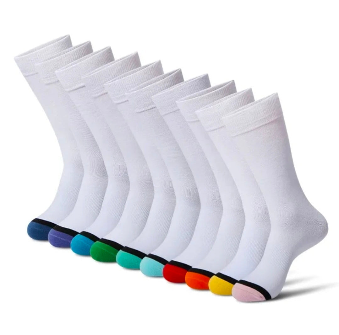 Sublimation Polyester 17.7"  Toe Socks – White with Colored Toe