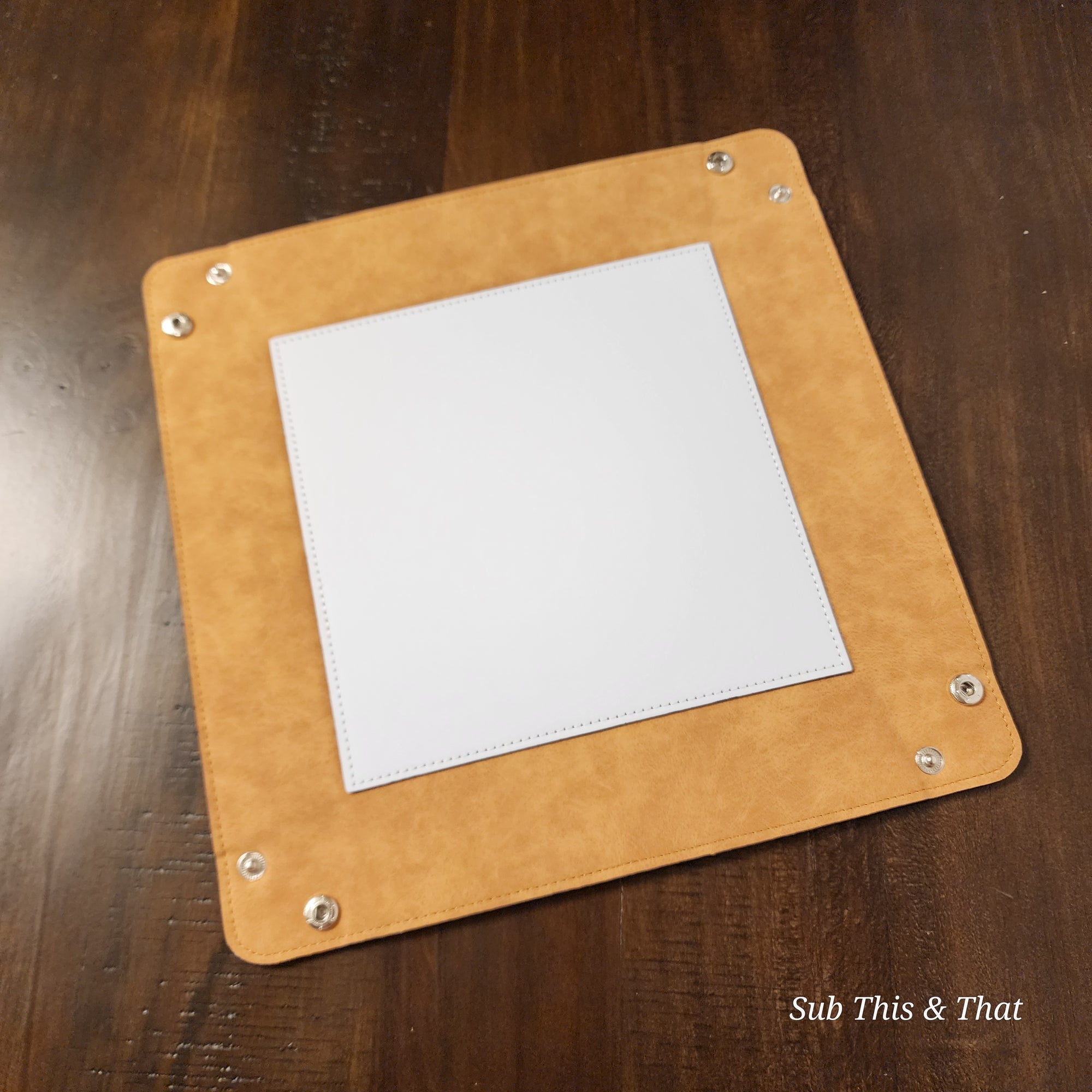 Large Sublimation Snap Catch All Tray - Faux Leather 11.5 x 11.5"